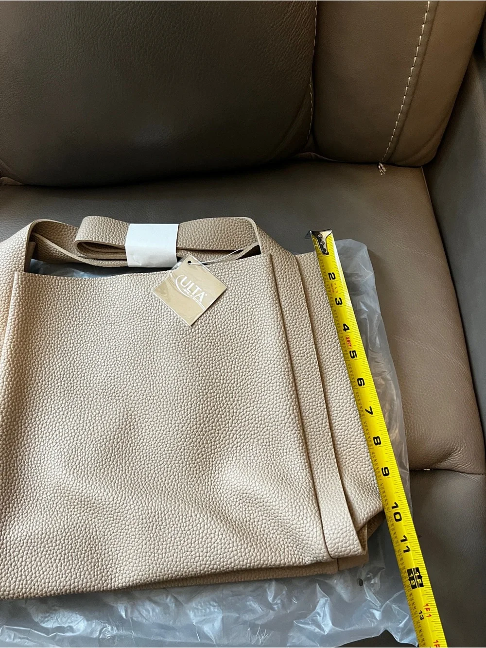 Ulta Beauty Beige Pebbled Shoulder Bag